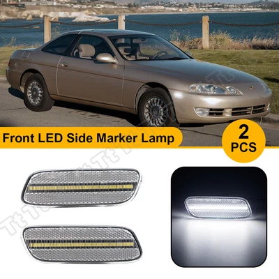 Kit de luces de señalización lateral LED completas blancas lentes transparentes para Lexus 1992-2000 SC300 SC400 Foto 1 de 4