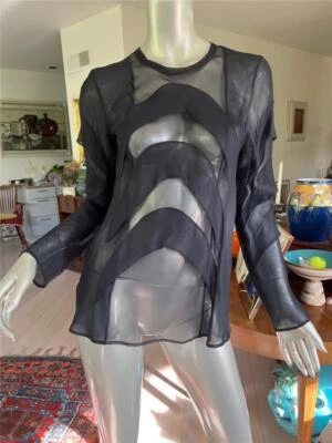 Beautiful Helmut Lang  Women  Pleated Black Silk Top New 42 EU. - Image 1 of 4