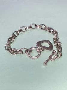 Vintage Sterling Silver  link bracelet, with cut out heart, - Picture 1 of 4