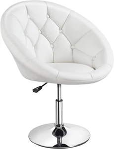 Vanity Chair Makeup Swivel Accent Chair Height Adjustable round Back Tilt Chair - Picture 1 of 9