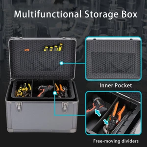 Grau Tragbar Hart Werkzeugkiste Große Kapazität Home Organizer Koffer Transportkoffer - Bild 1 von 9