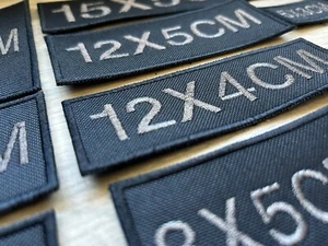 Metallic GREY Embroidery Personalised Name Badges Patches Various Sizes Sew On - Picture 1 of 3