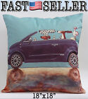 Petite Lili Cushion Cover Dog Driver Animal Design Decorative Pillowcase 18”x18”