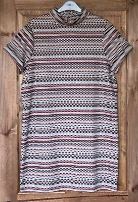 M&CO multicoloured stretchy stripe squares high neck knitted dress, 16P - Image 1 of 4