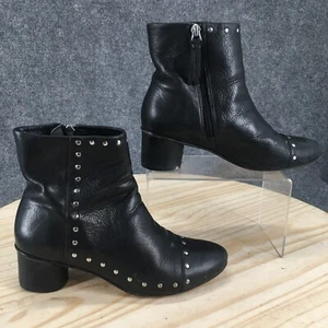 Rebecca Minkoff Boots Womens 8M Isley Ankle Booties Black Leather Studded Zip - Picture 1 of 17