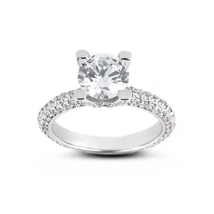 Anillo de compromiso de oro de 18 quilates con diamantes extraídos terrestres redondos de 2,13 quilates dos G/VS1 - Imagen 1 de 4