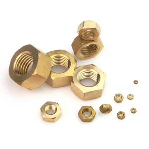 LATÓN M2 M2.5 M3 M4 M5 M6 M8 M10 M12 M14 M16 TUERCAS HEXAGONALES COMPLETAS DIN 934 TUERCAS HEXAGONALES - Imagen 1 de 6