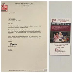 Wendy’s Founder Dave Thomas Autograph Typed Signed Letter TSL - JSA - FREE S&H! - Picture 1 of 6