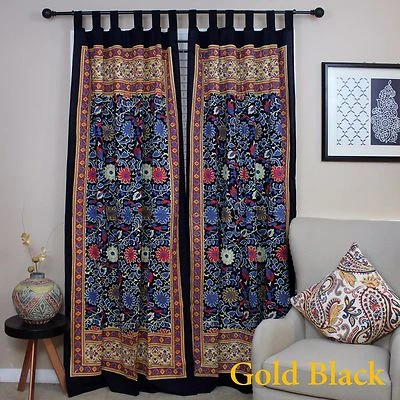 Panel de puerta de cocina de algodón 44x88 floral girasol cortina superior con lengüeta negro rojo Foto 1 de 4