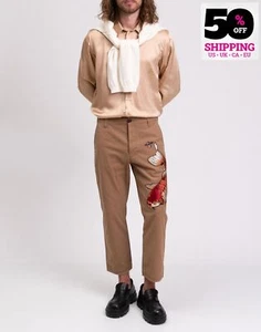 Pantaloni chino Gucci RRP €980 W34 ricamati Koi Fish cropped Made in Italy - Foto 1 di 10