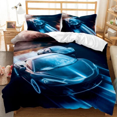 Ensemble housse de couette voiture super sport voiture ensemble literie 3D + taie d'oreiller T1 - Photo 1/4