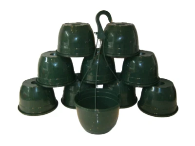 10 X 2.5 LITRE / 20CM GREEN HANGING BASKETS - Image 1 of 3