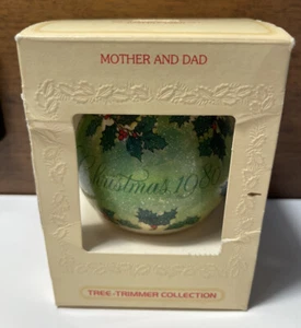 VINTAGE Hallmark Merry Christmas Mother And Dad Tree Ornament 1980 Holiday RARE - Picture 1 of 6