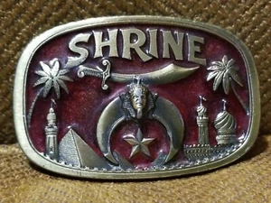 Vintage 1986 Shrine Belt Buckle #1801 Great American Buckle Red Enamel - Picture 1 of 2