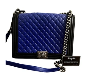 CHANEL Large Lambskin Boy Flap Shoulder Bag Limited Edition Double Colour Superb - Picture 1 of 7