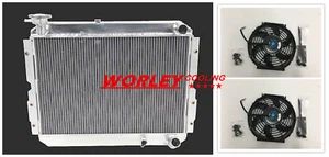 Aluminum Radiator + Fans for TOYOTA LANDCRUISER 60 Series HJ60 HJ61 HJ62 Manual - Afbeelding 1 van 8