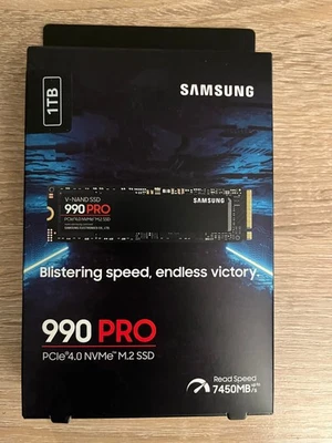 Samsung (MZ-V9P1T0BW) 990 Pro SSD M2 NVMe PCIe 4.0 1TB - Black - Image 1 of 3