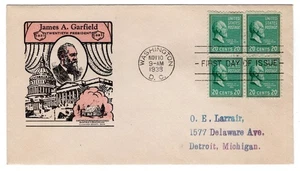 #825 Presidential Series 20c James Garfield 1938 FDC - Planty #1.3 Indoor - Bild 1 von 2