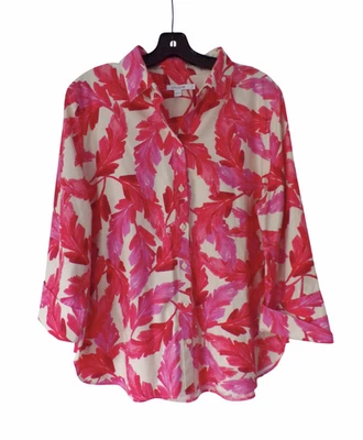 Blusa Camisa Top Hojas Estampado Hojas Talla 2.5 L XL 14 Chicos Rosa Rojo Beige Foto 1 de 4