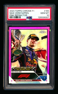 2023 Topps Chrome F1 #165 Max Verstappen Pink Refractor #65/75 PSA 10 - Image 1 of 2