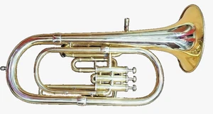 BARITONE MADE OF PURE BRASS METAL IN GOLDEN+ CUSHION BOX +MOUTHPIECE + FREE SHIP - Picture 1 of 12