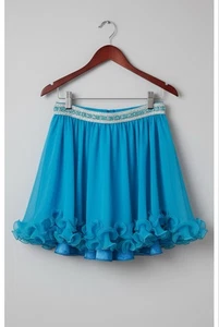 Neu Damen Chiffon Satin Perlen Abschlussball Salsa Vollkreis Mini Party Wirbel Rock S - Bild 1 von 12