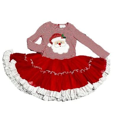 Emily Rose Santa Dress Sz 6 Tulle Long Sleeve Striped Dance Holiday Candy Cane - Image 1 of 4