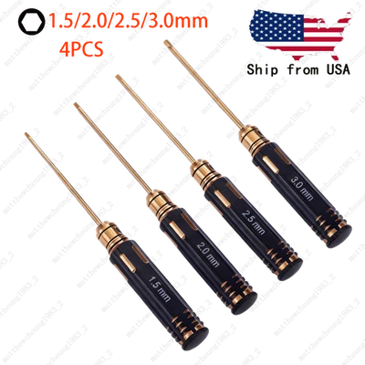 Destornillador hexagonal ajustable HSS fácil de usar 4 piezas para autos de radiocontrol - 1,5-3,0 mm Ti-oro Foto 1 de 4