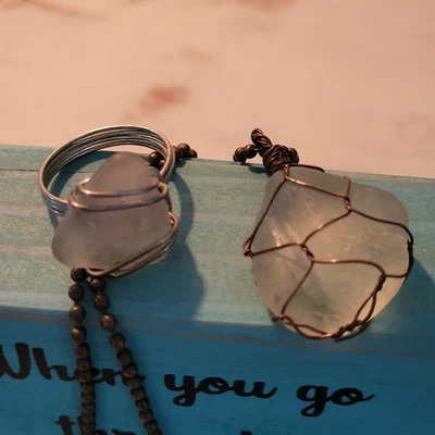 Ожерелье и кольцо из морского стекла с Кауаи - Изображение 1 из 4