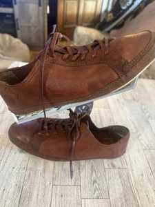Frye Dean Artisan Leather Low-Top Sneaker Size 9 Womens Brown Cognac - Picture 1 of 8
