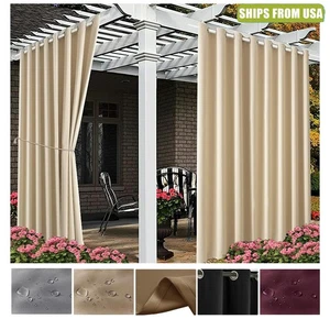 Outdoor Blackout Curtains Waterproof Blocking UV Protect Patio 52" Wide - Picture 1 of 81