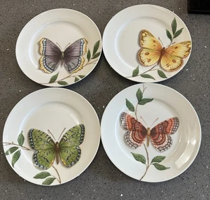 Lot of 4 Butterfly Queen's Porcelain Salad Plates 7 1/2" Neiman Marcus Colorful - Picture 1 of 6
