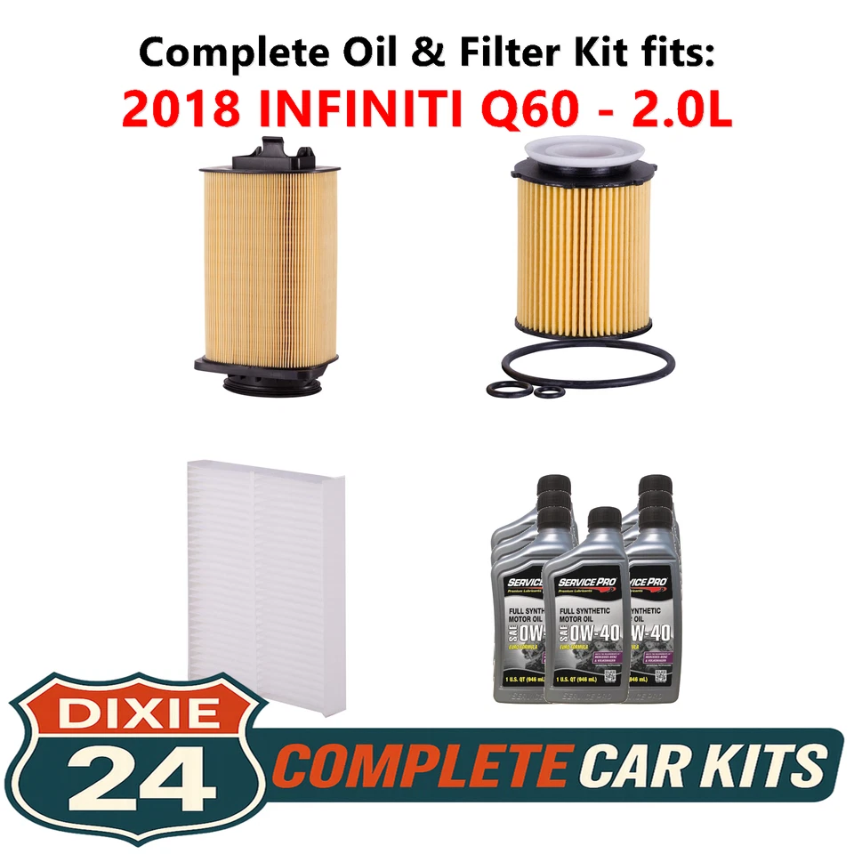 2018 INFINITI Q60 2.0L Complete Oil, Air & Cabin Filter Kit (0W-40) Foto 1 de 4