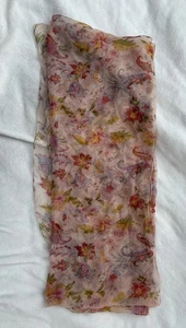 Sanft gebrauchter Blumendruck auf rosa extra großer transparenter Damenschal von Spiga 31 " - Bild 1 von 9