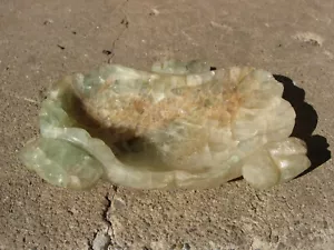 Antique Chinese Carved Pale Green Quartz Brush Washer Lotus Flower Form - Picture 1 of 21