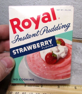 Vintage 1950s NÃO ABERTA caixa de pudim instantâneo Royal Strawberry NOS caixa completa - Imagem 1 de 4