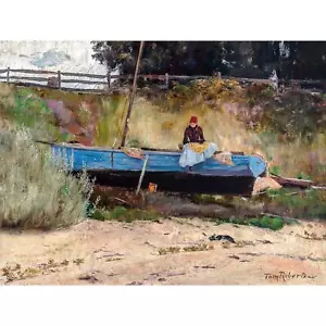 Tom Roberts, Boat on Beach, Queenscliff, 1887, Canvas Print, 8.5" x 11" + Border - Picture 1 of 10