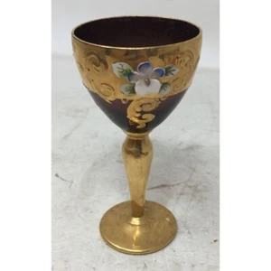 Small Wine Glass/Shot Glass or Cup with Flowers and Gold Accents - Picture 1 of 7