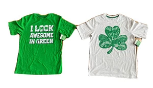 2 Way to Celebrate! St. Patrick's Day T-Shirt Tee Green White Shamrock Kid Sz XL - Picture 1 of 10