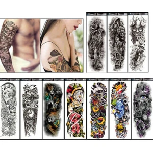 10 Sheets Fake Temporary Tattoo Large Full Arm Sticker Waterproof Black Color - Picture 1 of 5