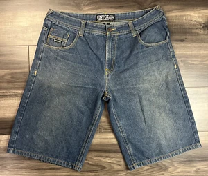 Enyce Sean Combs Shorts Mens 38 Blue Denim Jeans Embroidered - Picture 1 of 8