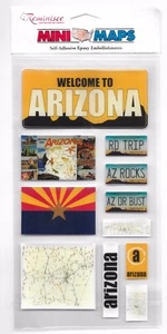 RAISED STICKERS WELCOME TO ARIZONA MAPS LICENSE PLATES FLAG POST CARD EPOXY - Picture 1 of 1