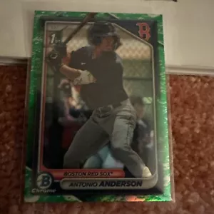 2024 1st Bowman Chrome ANTONIO ANDERSON (LUNAR GLOW) REFRACTOR REDSOX # BCP-20 - Picture 1 of 2