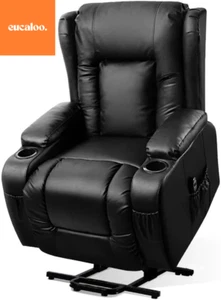 Massage Recliner Chair Heated Leather Lounge Sofa Electric Lift Armchair Black - Picture 1 of 7