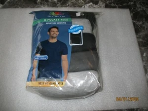 MEN'S FRUIT OF THE LOOM SHORT SLEEVE POCKET T-SHIRTS, PACK OF 6, SIZE: 2XL-NIP - Picture 1 of 6