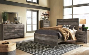 SPECIAL 5 piece Panel Queen King Bedroom Set in Rustic Brownish Gray Finish IA1J - Picture 1 of 5