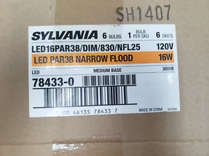 SYLVANIA ULTRA LED NARROW FLOOD DIMMABLE 16W LED16PAR38/DIM/830/NFL25, BOX OF 6 - Picture 1 of 9