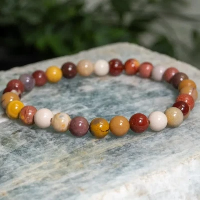 Brazalete de yoga de cristal curativo con piedras preciosas de jaspe mookaita natural de 6 mm Foto 1 de 4