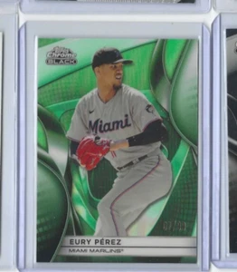 EURY PEREZ 2025 TOPPS CHROME BLACK GREEN WAVE MARLINS /99 - Picture 1 of 2