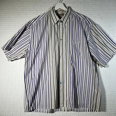 Campia Moda Shirt Men’s L Geometric Print  All Over Stripes Boho Daddycon Vtg - Image 1 of 4